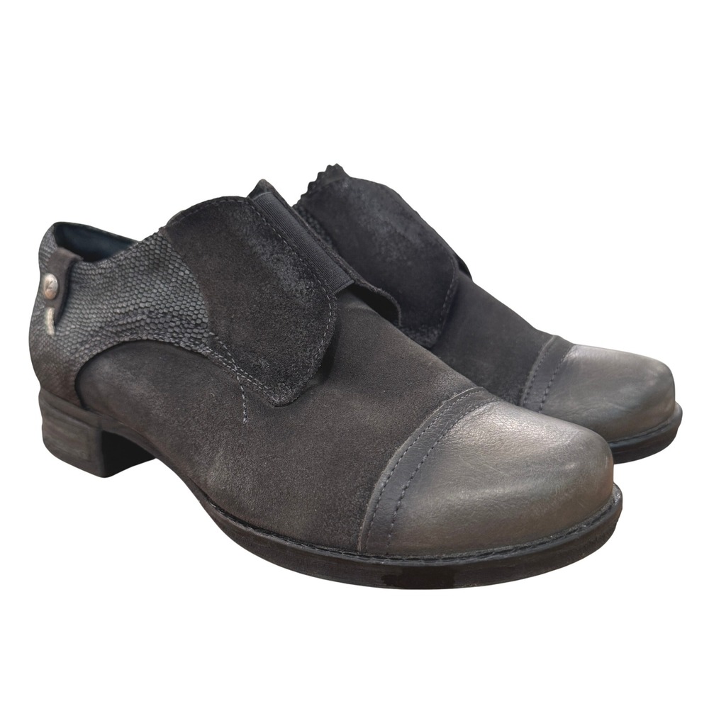 Wanda Panda Leather Ankle Boots Comfort Block Heel Shoes Gray‎ 7.5 Made in Spain